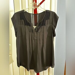 Daniel Rainn Black Blouse with Embellished Neckline